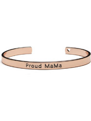 Proud MaMa Γυναικείο Βραχιόλι Βέργα Μαμά Ροζ Χρυσό PM-421