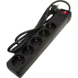 Πολύπριζο Ασφαλείας Powertech PT-881 5x Schuko 16A με Kαλώδιο 1,5m Black