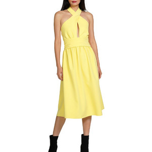 Kendall + Kylie Midi Καλοκαιρινό Φόρεμα για Γάμο / Βάπτιση Κίτρινο KKW3813014-W38105