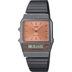 Casio Vintage Ανδρικό Ρολόι Χρονογράφος με Μαύρο Μεταλλικό Μπρασελέ AQ-800ECGG-4AEF