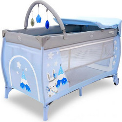 Asalvo Complete Rabbit Tippi Παρκοκρέβατο 2 Επίπεδων με Στρώμα Δίχτυ & Αλλαξιέρα Μπλε