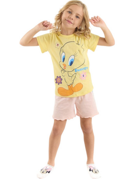 Πιτζάμα για κορίτσι με βερμούδα Tweety Looney Tunes LT20959-Κίτρινο