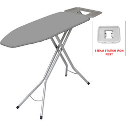 Σιδερώστρα Ατμού XL 155x45x95cm Μεταλλική με Επιφάνεια Σιδερώματος 125x45cm 7Kg Σχάρα 42x30cm Διάμετρος Ποδιού O34mm PEARL SILVER