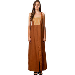 AGGEL Maxi Καλοκαιρινό Καθημερινό Φόρεμα Ταμπά SS33303KF-14
