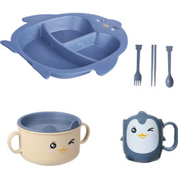 BabyCloud Βρεφικό Σετ Φαγητού Βιοδιασπώμενο Penguin Blue 6τμχ