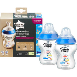 Tommee Tippee Closer To Nature Σετ Πλαστικά Μπιμπερό με Θηλή Σιλικόνης κατά των Κολικών 0m+ Blue 2x260ml