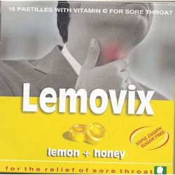 Lemovix Βιταμίνη C Καραμέλες για Ερεθισμένο Λαιμό & Πονόλαιμο Μέλι & Λεμόνι 16τμχ