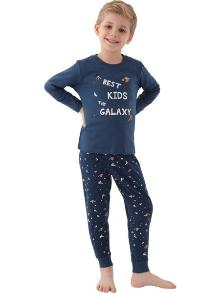 Rolypoly Galaxy Boy Παιδική Πιτζάμα Βαμβακερή Χειμωνιάτικη Navy Μπλε RP3177B