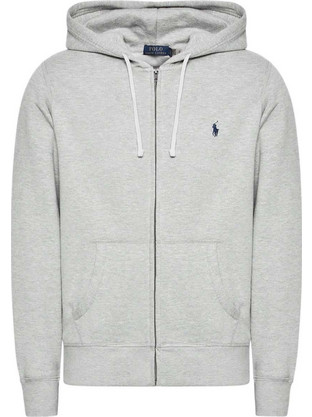 Polo Ralph Lauren Ανδρική Ζακέτα Φούτερ με Κουκούλα και Φερμουάρ Γκρι 710813297-002
