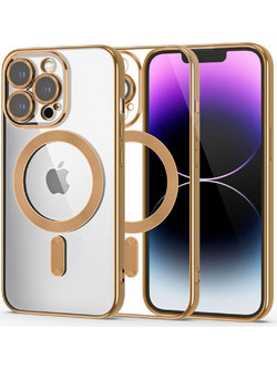 Tech-Protect Magshine Back Cover Transparent / Gold (iPhone 14 Pro)
