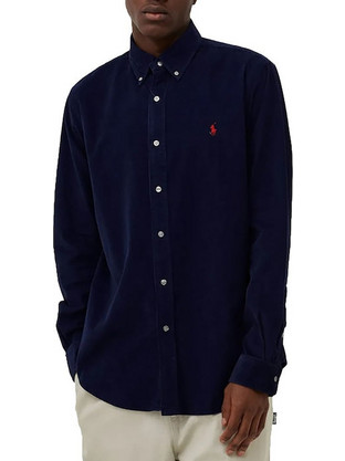 Polo Ralph Lauren Ανδρικό Πουκάμισο Κοτλέ Μακρυμάνικο Slim Fit Navy Μπλε 710818761-011