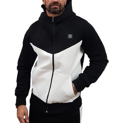 Vinyl Art Clothing Ανδρική Ζακέτα Φούτερ με Κουκούλα και Φερμουάρ Μαύρη Λευκή 26547-01