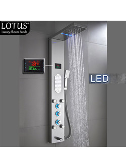 ΣΤΗΛΗ ΝΤΟΥΣ ΥΔΡΟΜΑΣΑΖ LOTUS(R) ΜΕ LED & ΨΗΦΙΑΚΗ ΟΘΟΝΗ INOX 304 9 ΕΞΟΔΩΝ | Pluvia LO-310CR |