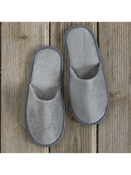 Παντόφλες Ξενοδοχείου Βελουτέ Eva Sole Grey 100% Velour Cotton One Size 100% Βαμβάκι