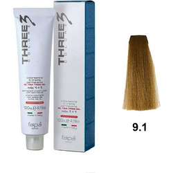 Faipa Three Color 9.1 Ξανθό Πολύ Ανοιχτό Σαντρέ Μόνιμη Βαφή Μαλλιών 120ml