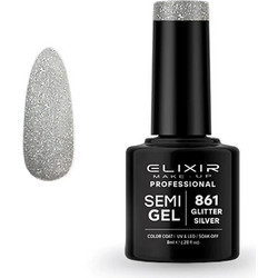Elixir Semigel 861 Silver Glitter Ημιμόνιμο Βερνίκι Νυχιών 8ml