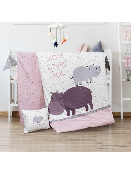 Beauty Home Art 5187 Σετ Βρεφικά Σεντόνια Κούνιας Βαμβακερά 120x160 Pink