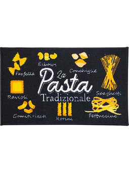 Χαλάκι κουζίνας με σχέδιο pasta, σε μαύρο χρώμα, 75x45x0.5 cm - Aria Trade
