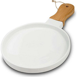 Πιατέλα Σερβιρίσματος Με Λαβή Terrestrial 10-263-025 40x7x2,5cm White-Natural Nava Πορσελάνη,Bamboo