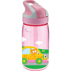 Laken Αμαξάκια Παιδικό Μπουκάλι Πλαστικό BPA Free με Καλαμάκι Ροζ 450ml