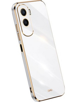 XINLI Θήκη Σιλικόνης TPU Electroplating Golden Edge για Honor 90 Lite 5G / X50i 5G - Λευκό