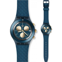 Swatch Ardoise Diaphane Γυναικείο Ρολόι Χρονογράφος με Γαλάζιο Καουτσούκ Λουράκι SVCN4006