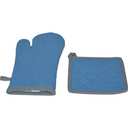 Σετ πιάστρα-γάντι Σχ. Duo blue 100% cotton Σετ