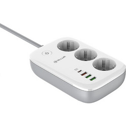 Tellur Smart Πολύπριζο Προστασίας 3 Θέσεων με υποδοχές 2xUSB-C - Λευκό