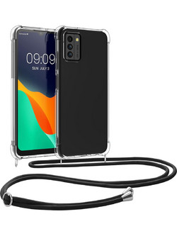 KWmobile Διάφανη Θήκη Σιλικόνης με Λουράκι Λαιμού - Nokia G22 - Black / Transparent (61196.03)