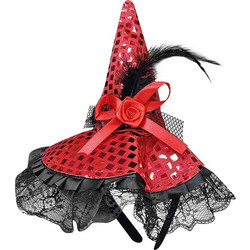 Στέκα Καπέλο Μάγισσας με Πούλιες 26x20cm Carnavalista 232473 Κόκκινο