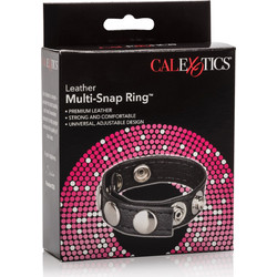 CalExotics Leather Multi-Snap Ring Ρυθμιζόμενα Δαχτυλίδι Πέους Μαύρο