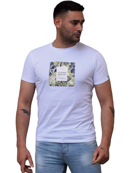 Ανδρικό T-Shirt ,ημίστενη γραμμή ,χρώμα λευκό (κωδ.TS18)