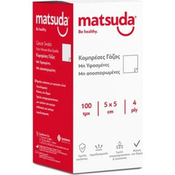Matsuda Be Healthy Μη Αποστειρωμένες Γάζες 4ply 5x5cm 100τμχ