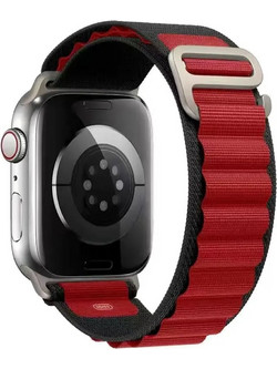 Sonique Alpine Loop Λουράκι Υφασμάτινο Black / Red (Apple Watch 42 / 44 / 45 / 49mm)