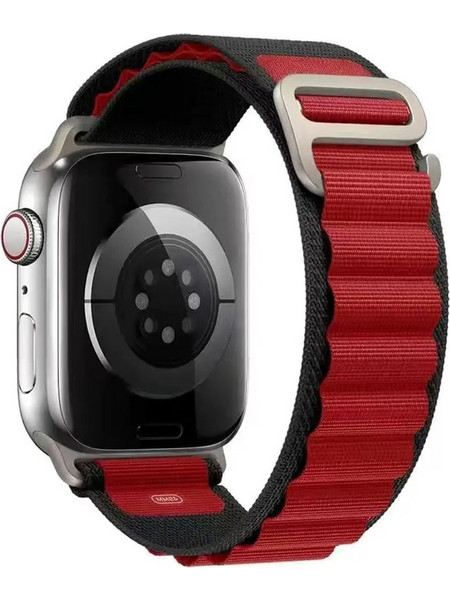 Sonique Alpine Loop Λουράκι Υφασμάτινο Black / Red (Apple Watch 42 / 44 / 45 / 49mm)