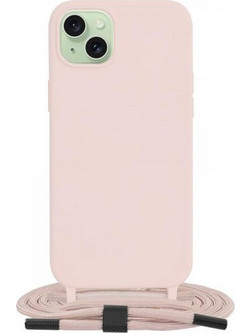 Techsuit Crossbody Lanyard Back Cover Pink (iPhone 15 Plus)