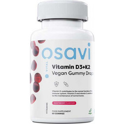 Osavi Vitamin D3 & K2 Vegan Gummy Drops Raspberry 60 Ζελεδάκια