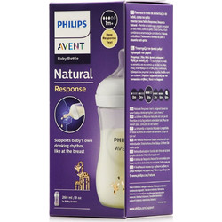 Philips Avent Natural Response Πλαστικό Μπιμπερό με Θηλή Σιλικόνης κατά των Κολικών 1m+ Giraffe 260ml