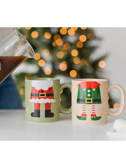 Σετ 2 Χριστουγεννιάτικες κεραμικές κούπες Santa & Elf - Pearhead