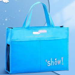 A3 Handheld Zipper File Bag Canvas Waterproof 8 Open Sketch Art Storage Bag(Sky Blue) (OEM)