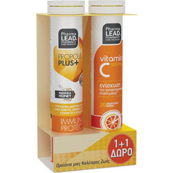 Pharmalead Propolis Plus+ Immune Protect 20s + Vitamin C 1000mg 20 Αναβράζοντα Δισκία