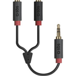 SBS Audio Splitter Cable 20cm 1X 3.5mm Male Jack To 2 3.5mm Female Jack - (CABLESPLITTER)