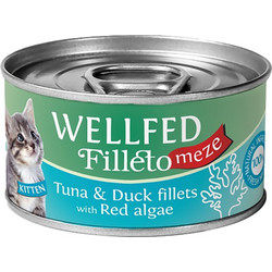 Wellfed Filleto Meze Kitten with Tuna, Duck Fillets & Red Algae 70gr
