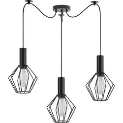Home Lighting Κρεμαστό Φωτιστικό Οροφής Τρίφωτο E27 Μαύρο SE21-BL-4-BL3-GR1 77-8528