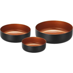 Σετ 3 Μπωλ INOX φ9xΥ3cm φ11xΥ3 5cm φ13xΥ4cm μαύρα καφέ Leone c476081