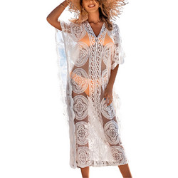 AURA Διάφανο Boho φόρεμα παραλίας ΛΕΥΚΟ