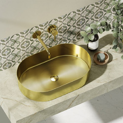 Karag JUPITER Oro BB6808-BG Επικαθήμενος Νιπτήρας Μπάνιου Οβάλ Inox 55x35x11cm
