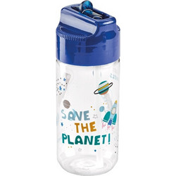 Miquelrius Save The Ocean Space Παιδικό Μπουκάλι Πλαστικό BPA Free με Καλαμάκι Μπλε 430ml