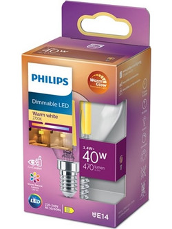 Philips E14 LED WarmGlow Filament Ball Bulb 3.4W LPH02551