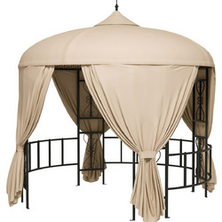 Outsunny Round Garden Gazebo O3m με κουρτίνες και αεραγωγούς σε μέταλλο και πολυεστέρα, μπεζ 84C-440V00BG